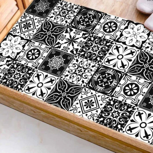 12 Pcs Geometric Black & White Tile Stickers