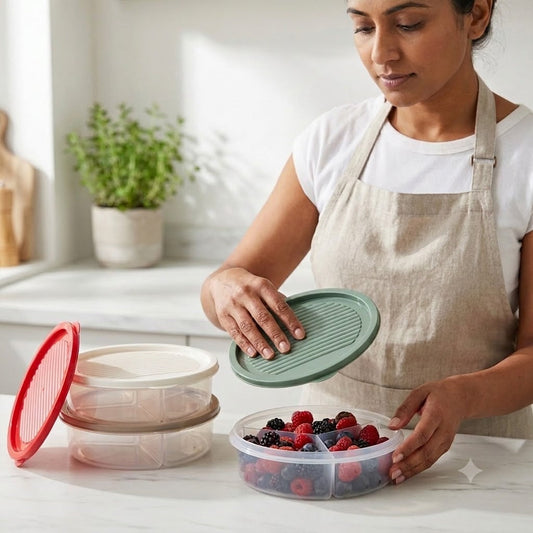 3 Compartment Plastic Food Container Box