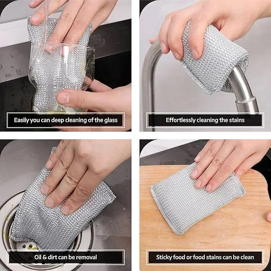 4 Pack Heavy Duty Stainless Steel Scrubber Sponges
