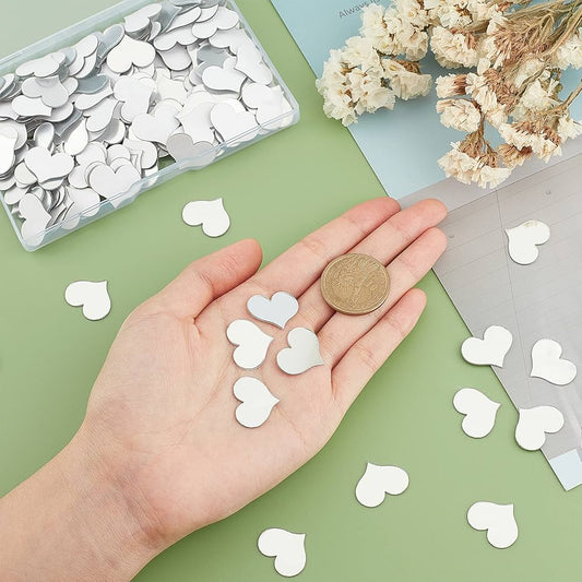 50 Pack Silver Heart Mirror Stickers (1 Inch)