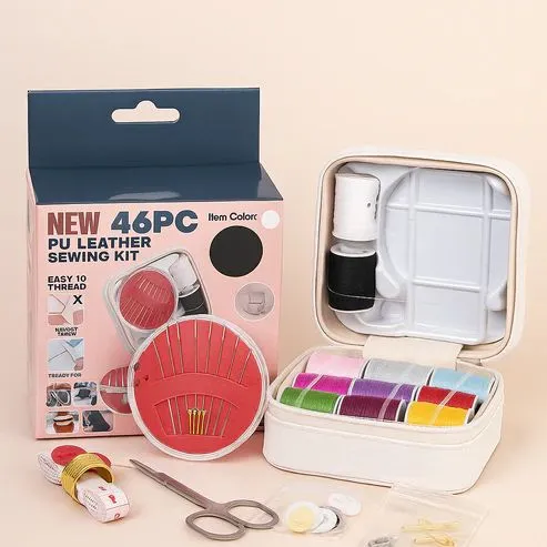 46 Piece PU Leather Sewing Kit Set For Travel & Home Use