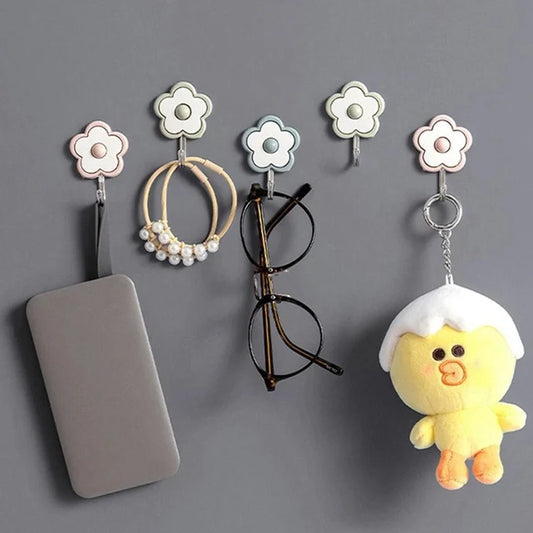 5-Piece Flower Design Wall Hooks