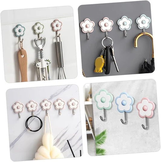 5-Piece Flower Design Wall Hooks