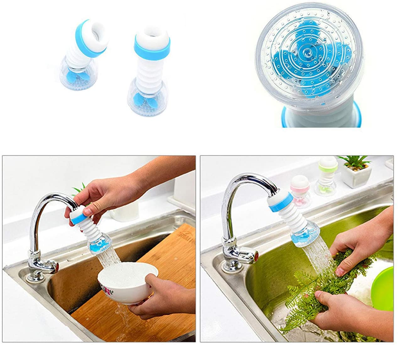 3Pcs 360 Rotating Flexible Kitchen Faucet Water Filter