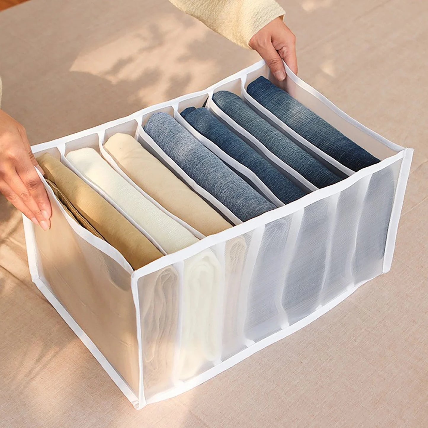 2Pcs 7 Grid Pants and Garments Organizer Storage Box