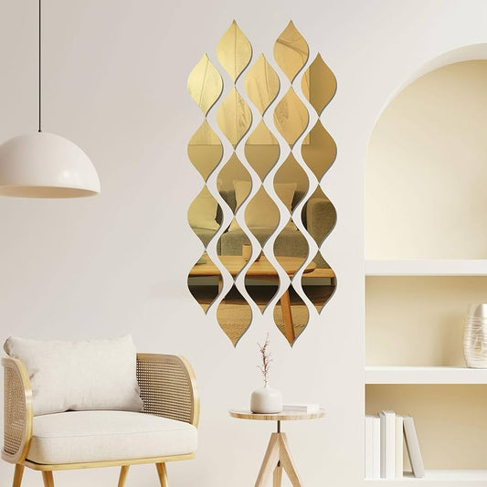 12pcs Acrylic Mirror Wall Stickers Bedroom Decoration