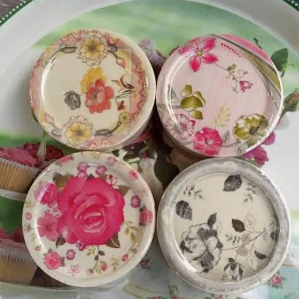 6 Pcs-Round Printed Tea Cup Coaster