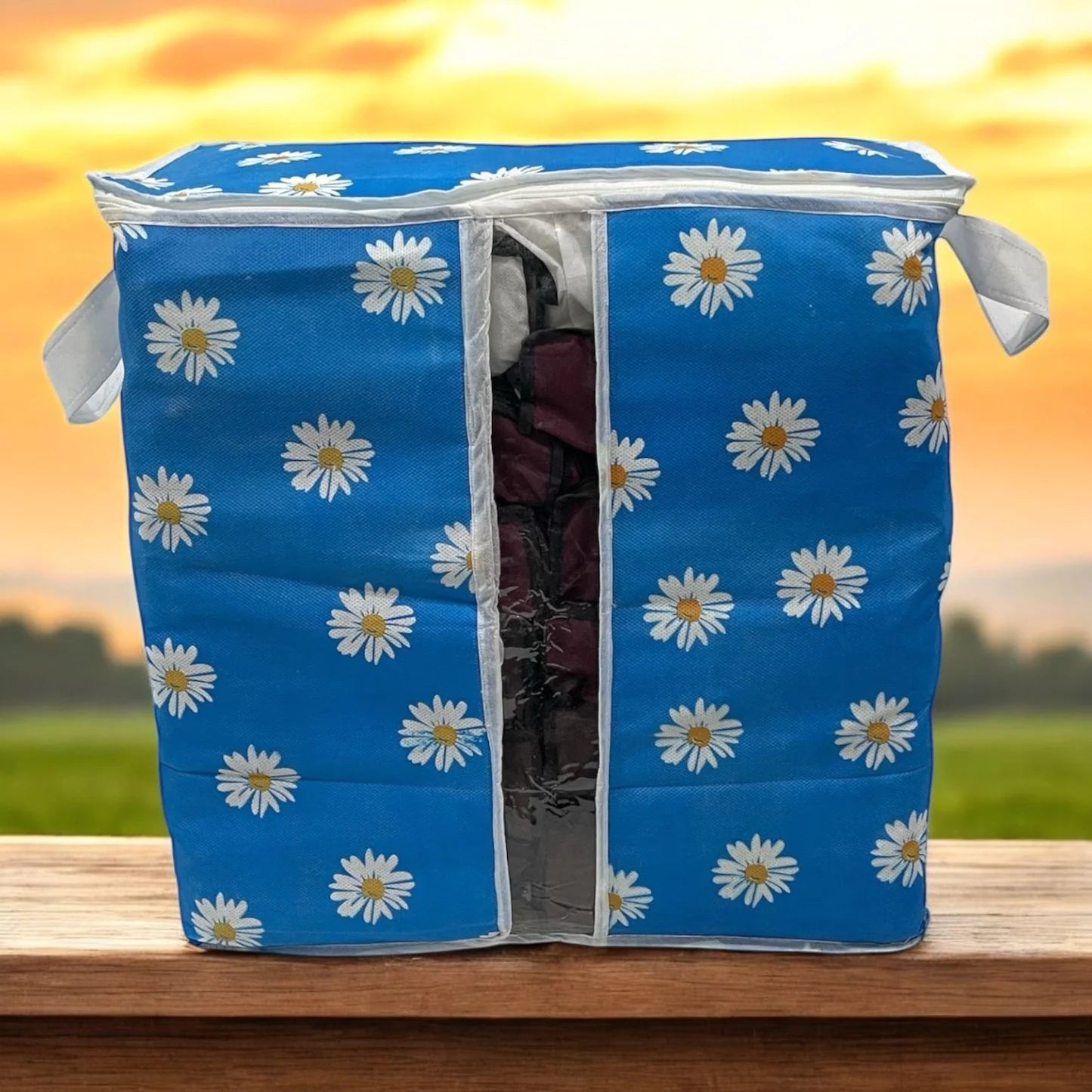 Blue Flower Printed Storage Bag Under $