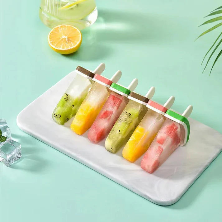 4 Pcs Reusable Fruity Ice Pop Molds
