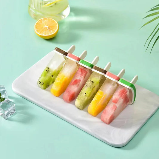 4 Pcs Reusable Fruity Ice Pop Molds