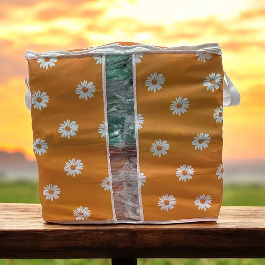Orange Flower Printed Storage Bag