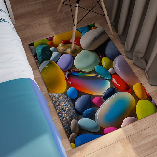 Multi Colored Stone Design Anti Slip Decorative Mat (22X15Inch)