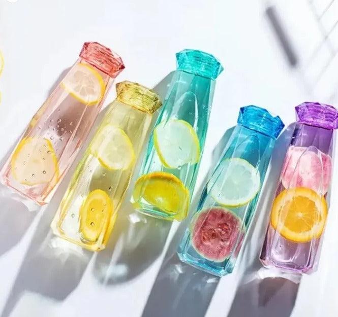 Portable 420ML Diamond Glass Water Bottle – Reusable Drinking Bottle
