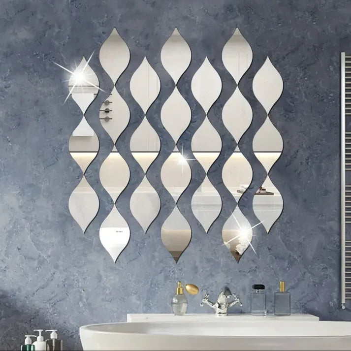 12pcs Acrylic Mirror Wall Stickers Bedroom Decoration