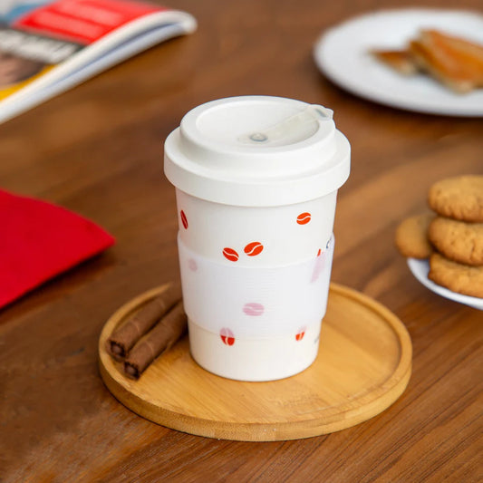 Bamboo Fiber Travel Cup With Secure Silicone Lid