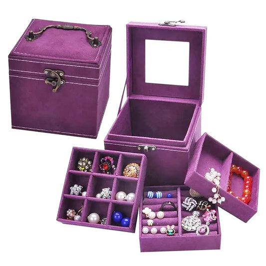 3 Layer Velvet Jewelry Storage Box