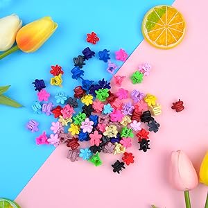 12Pcs Tiny Floral Hair Clips Colorful & Cute For Girls, Health and Beauty 