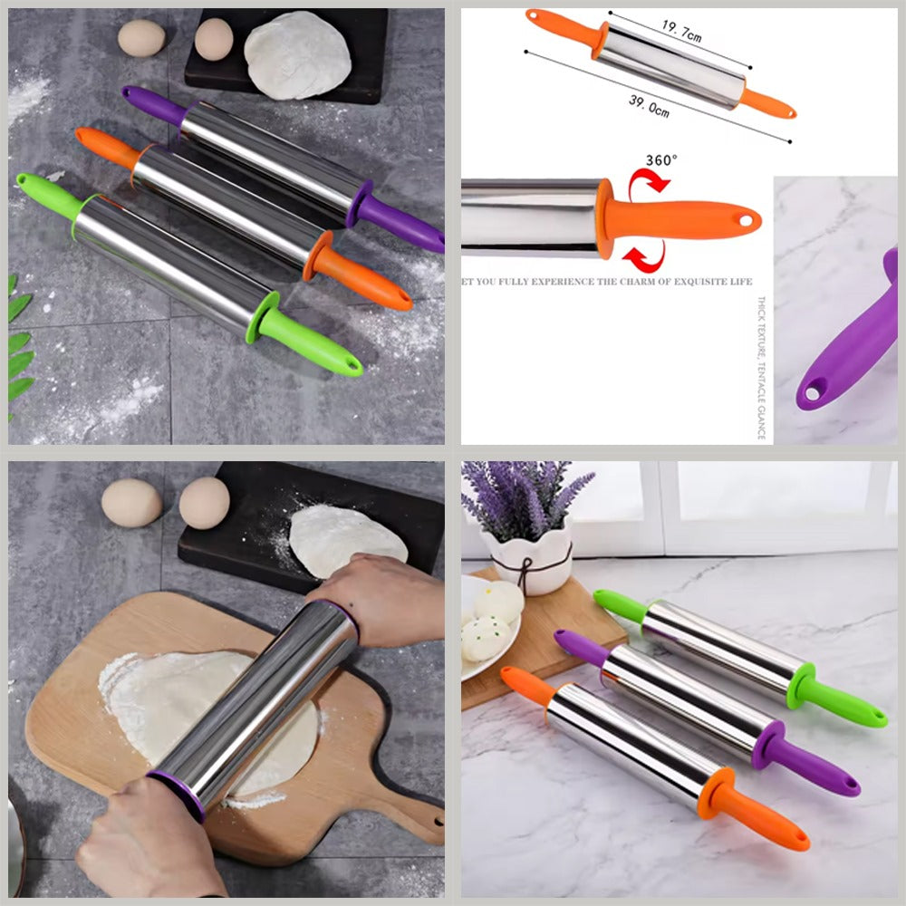 304 Stainless Steel Rolling Pin – Ideal for Pizza, Pastry & Cookies