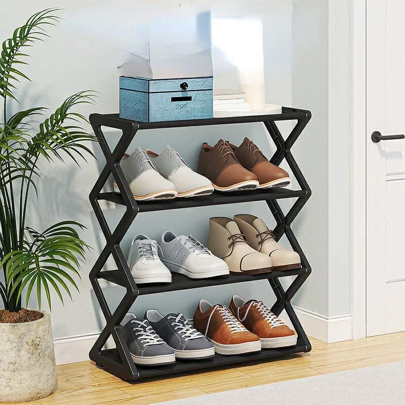 4-Layer Footwear Storage Rack – Durable X-Shape Shoe Organizer