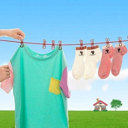 Portable Elastic Clothesline Rope with Clips