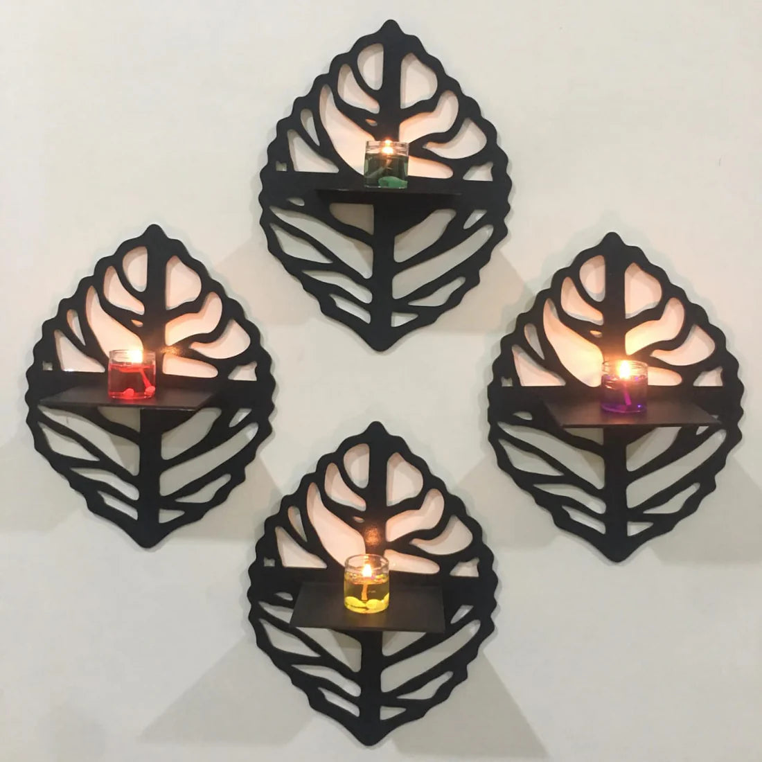 4Pcs Oval Leaf Shelf
