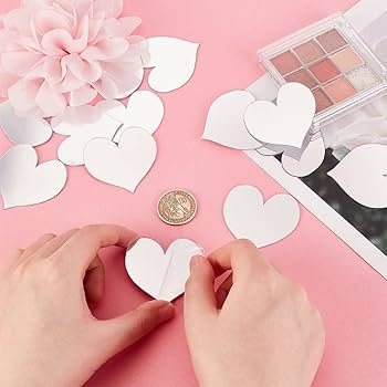 50 Pack Silver Heart Mirror Stickers (1 Inch)