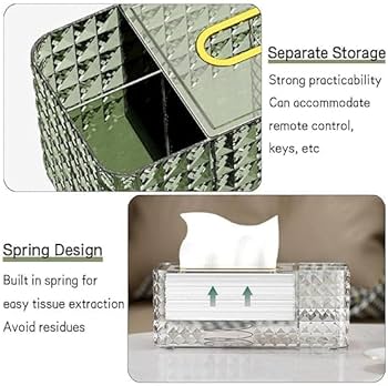 Diamond Pattern Luxurious Tissue Box With Compartments