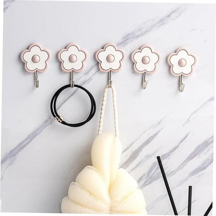 5-Piece Flower Design Wall Hooks