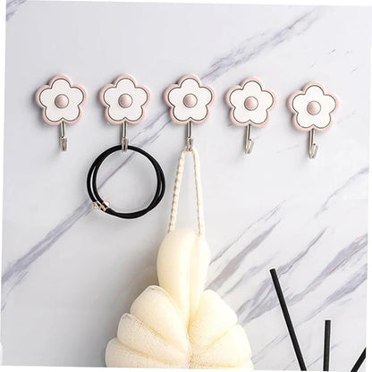 5-Piece Flower Design Wall Hooks