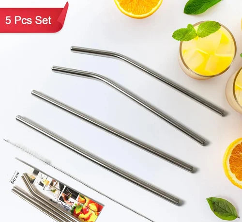 5Pcs Metal Straw Set, Home and Living 