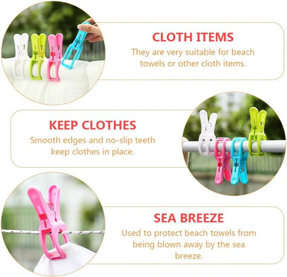 12 Pcs Jumbo Strong Grip Clothes Clips