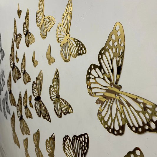 6 Pcs Gold Delicate Butterfly Mirror Set