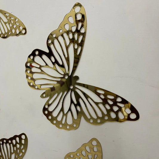 6 Pcs Gold Delicate Butterfly Mirror Set