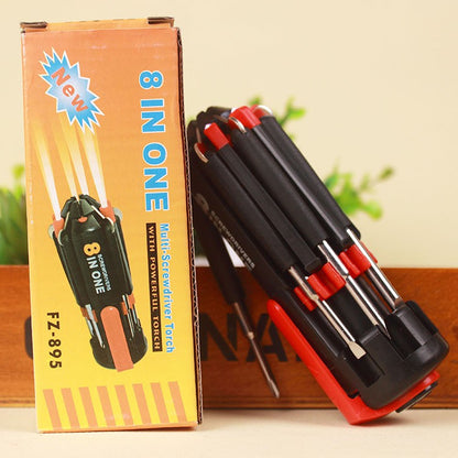 8 in 1 Professional Mini Screwdriver With Poweful Torch