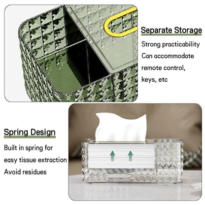 Luxury Diamond Pattern Tissue Box Holder With Dual Compartments