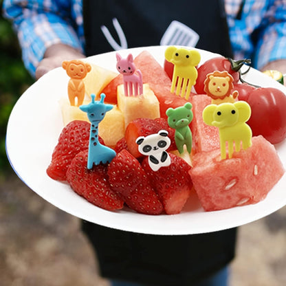 10Pcs Cute Animal Mini Fork Set Cartoon Design