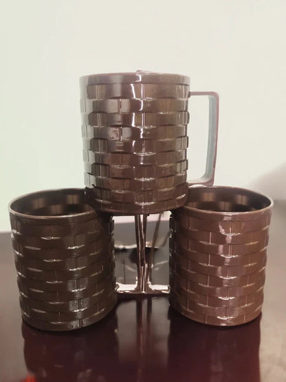 3 Pcs Plastic mug bricked style