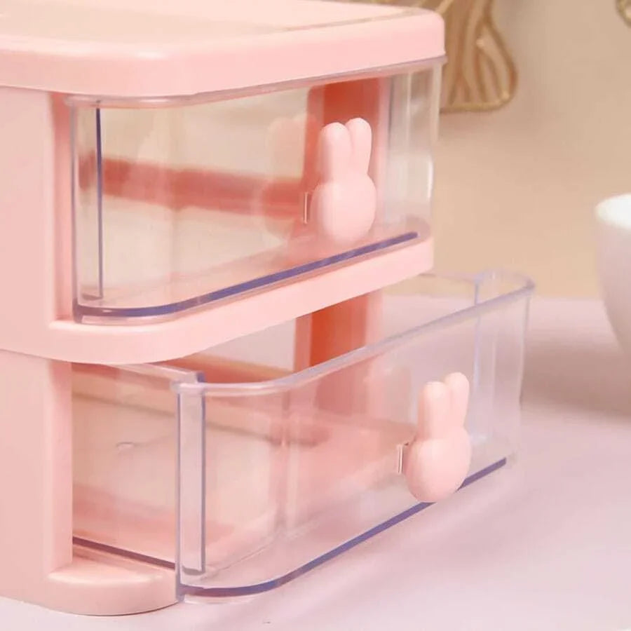 Compact 2-Layer Plastic Storage Drawer – Easy Desktop Organizer