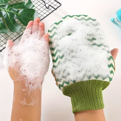 Deep Cleansing Exfoliating Gloves – Wavy Texture Bath Scrub Gloves