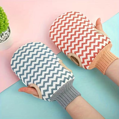 Deep Cleansing Exfoliating Gloves – Wavy Texture Bath Scrub Gloves