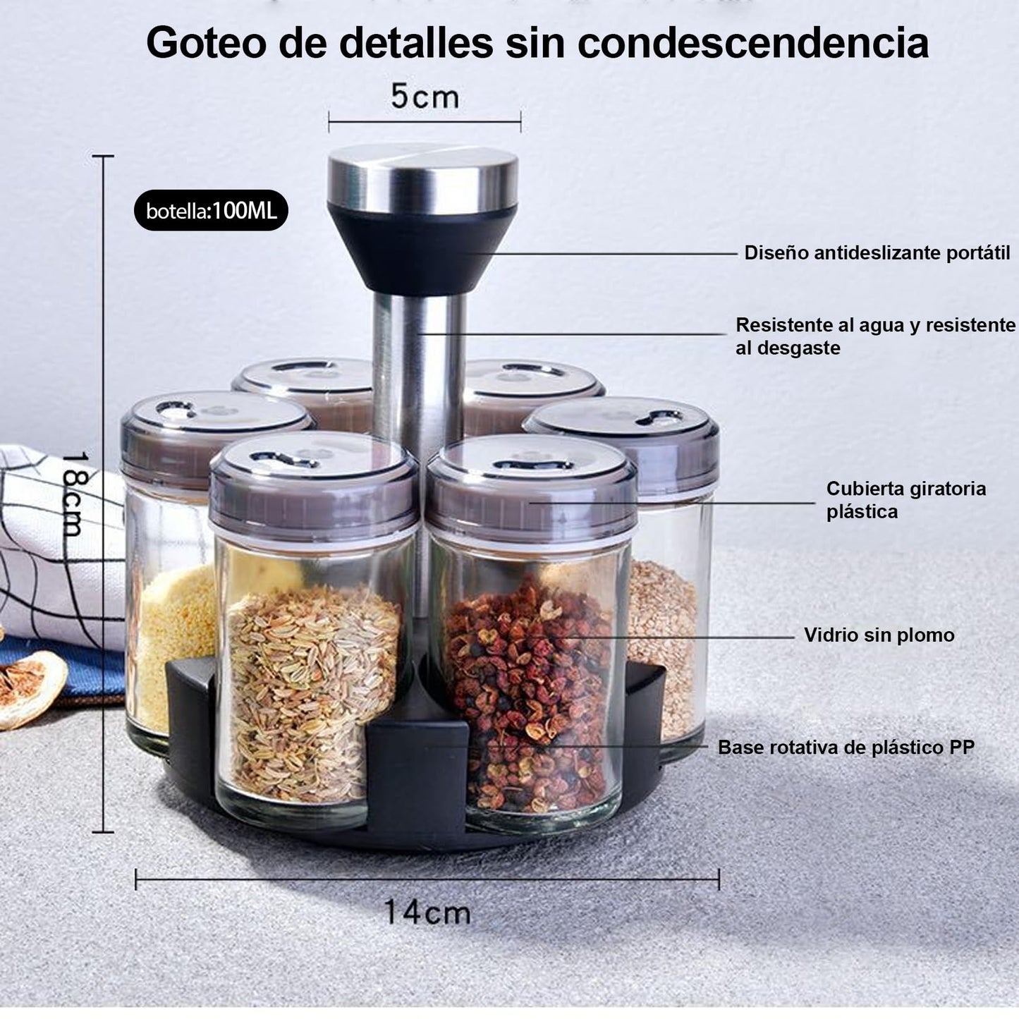 Easy-Access 6-Section Seasoning Box