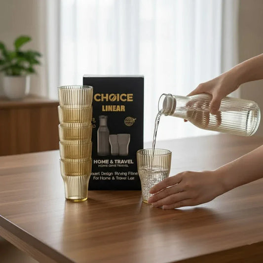 Clear Bottle & Glass Drinkware Set