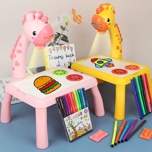Kids Educational Led Projector Art Drawing Table