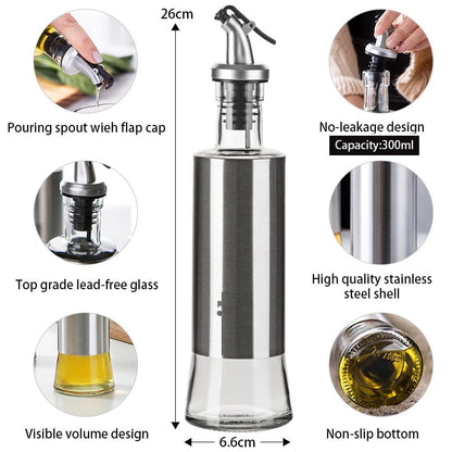 Glass Cooking Oil Bottle with Sprinkler Top – 300ML Capacity