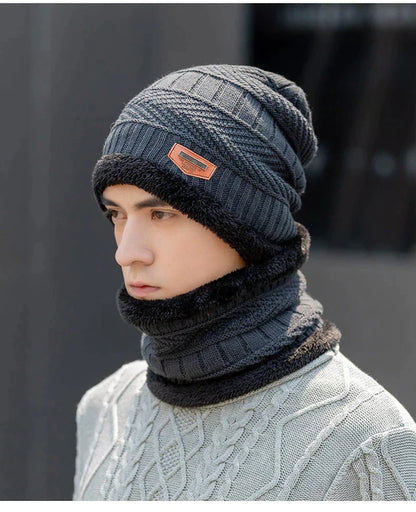 2 Pcs Unisex Beanie Hat & Scarf Set For Winter