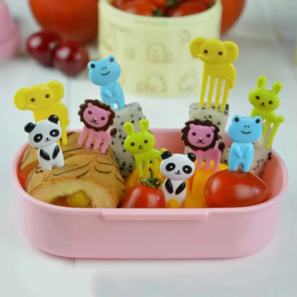 10Pcs Cute Animal Mini Fork Set Cartoon Design
