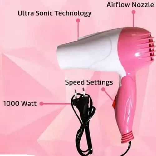Heavy-Duty 1000W Hair Dryer – Foldable Compact Hair Styling & Drying Machine