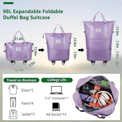 Lightweight Rolling Travel Duffle with Extra Storage Space