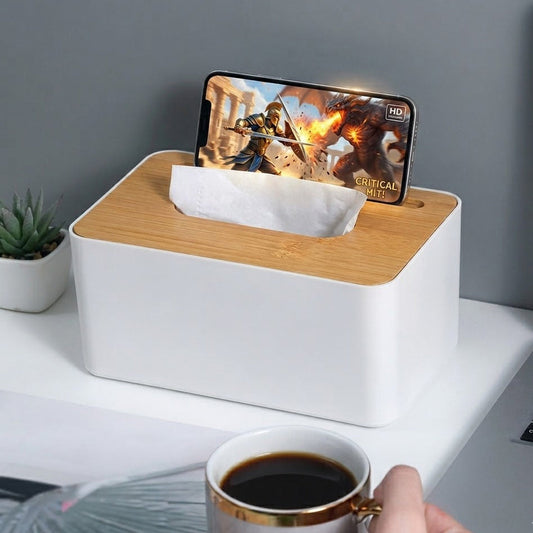 Luxury Wooden Lid Facial Tissue Organizer