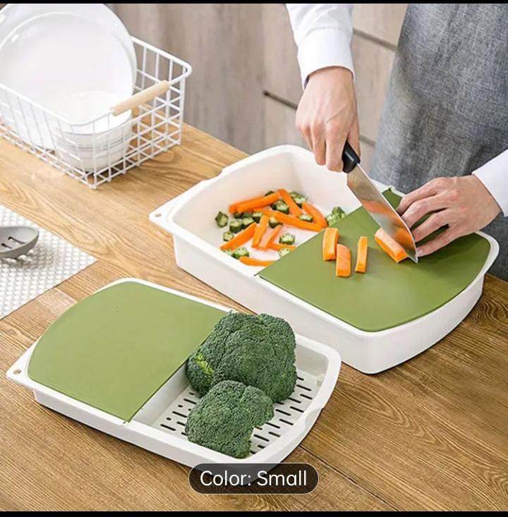 Multipurpose Cutting Board with Drain Basket – 3-in-1 Kitchen Food Prep Tool